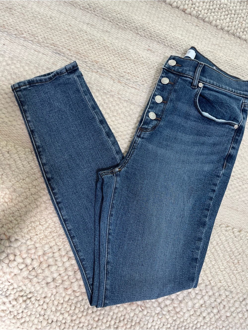 LOFT Dark Blue Skinny Button-Fly Jeans High Rise